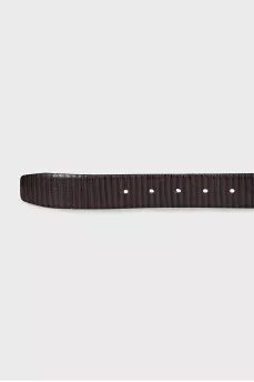 Men's brown leather belt with embossing