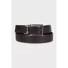 Men's brown leather belt with embossing