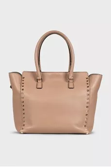 Бежевая кожаная сумка Rockstud