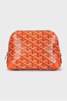 Orange cosmetic bag made from signature canvas
