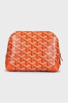 Orange cosmetic bag made from signature canvas