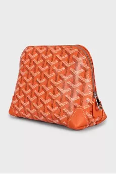 Orange cosmetic bag made from signature canvas