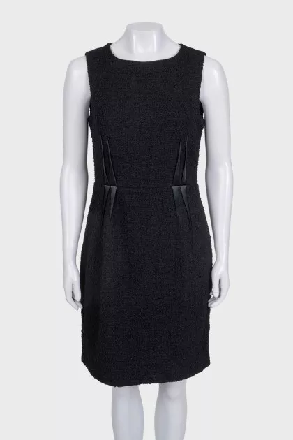 Tweed dress with satin inserts