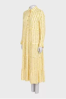 Yellow loose dress with floral print