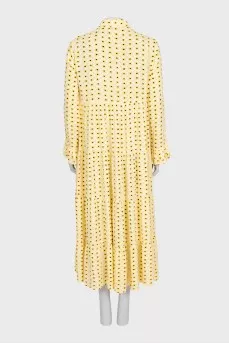 Yellow loose dress with floral print