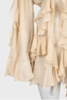 Beige sheer dress with ruffles