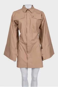 Brown dress with puff sleeves Dakota