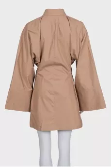 Brown dress with puff sleeves Dakota