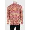 Men's red paisley print shirt