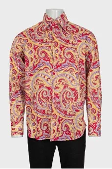 Men's red paisley print shirt