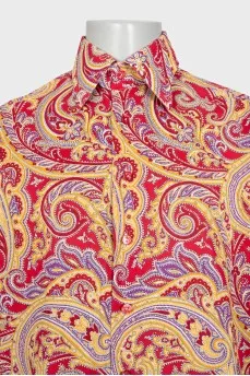 Men's red paisley print shirt