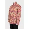 Men's red paisley print shirt