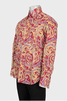 Men's red paisley print shirt
