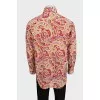 Men's red paisley print shirt
