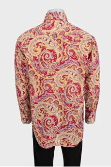 Men's red paisley print shirt