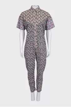 Jumpsuit with straight-leg printed trousers