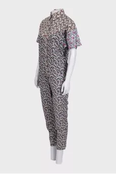 Jumpsuit with straight-leg printed trousers