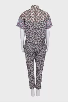 Jumpsuit with straight-leg printed trousers