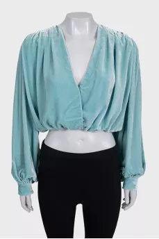 Blue velvet blouse