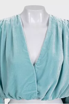 Blue velvet blouse