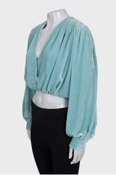 Blue velvet blouse