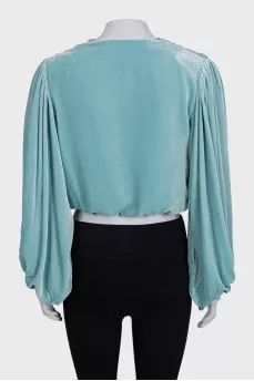 Blue velvet blouse