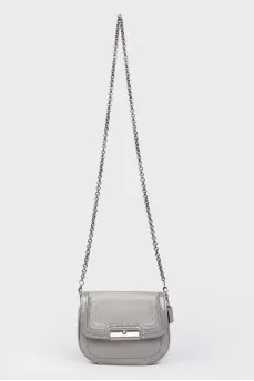 Gray handbag with varnished inserts