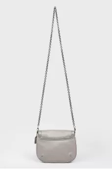 Gray handbag with varnished inserts