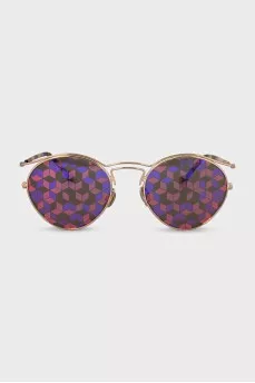 Gold sunglasses with printed lenses