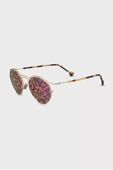 Gold sunglasses with printed lenses