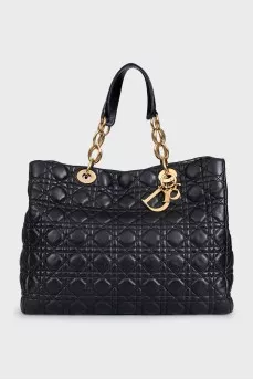 Черная кожаная сумка Lady Dior