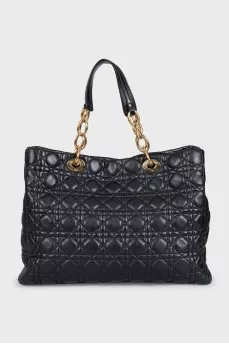 Черная кожаная сумка Lady Dior