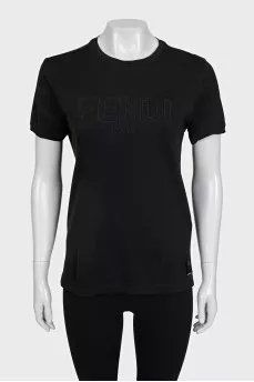 Black T-shirt with branded embroidery