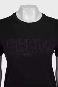 Black T-shirt with branded embroidery