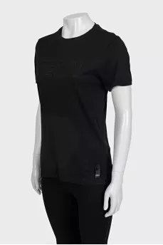 Black T-shirt with branded embroidery