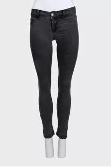 Dark gray low-rise jeans