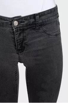 Dark gray low-rise jeans