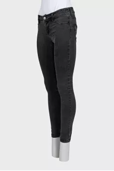 Dark gray low-rise jeans