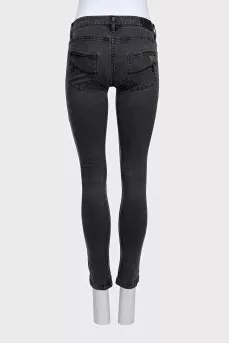 Dark gray low-rise jeans