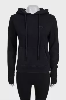Black hoodie with logo on the back
