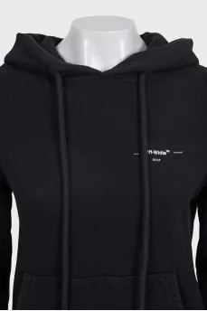 Black hoodie with logo on the back
