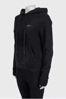 Black hoodie with logo on the back
