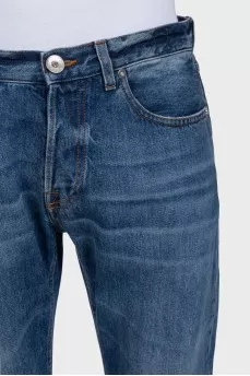 Men's mid-rise distressed jeans