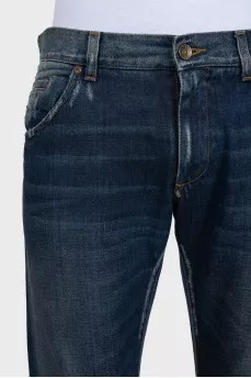 Men's straight-leg jeans with a distressed effect