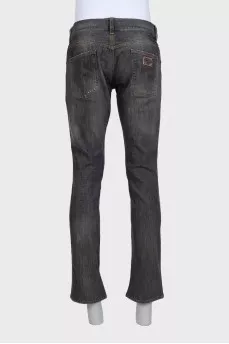 Men's gray distressed jeans