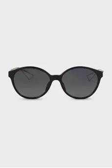 Black browline sunglasses with gold temples