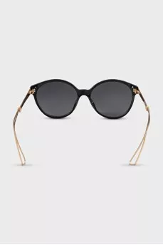 Black browline sunglasses with gold temples