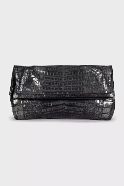 Caiman leather clutch