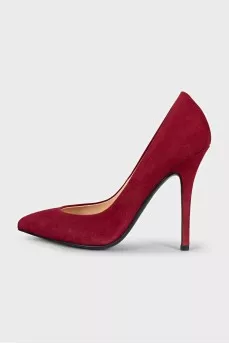 Red suede high heels