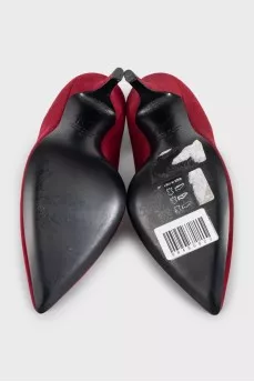 Red suede high heels